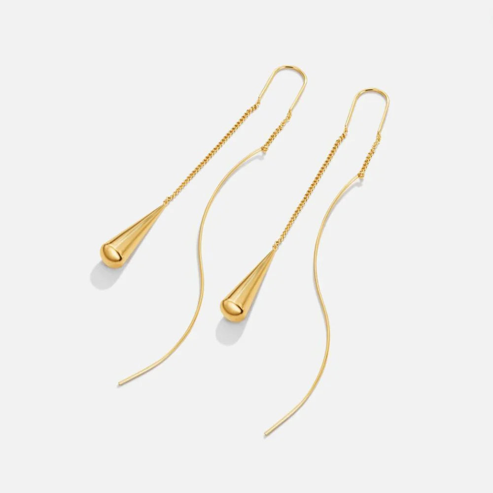 Nora - Gold Plated Teardrop Tassel Earrings