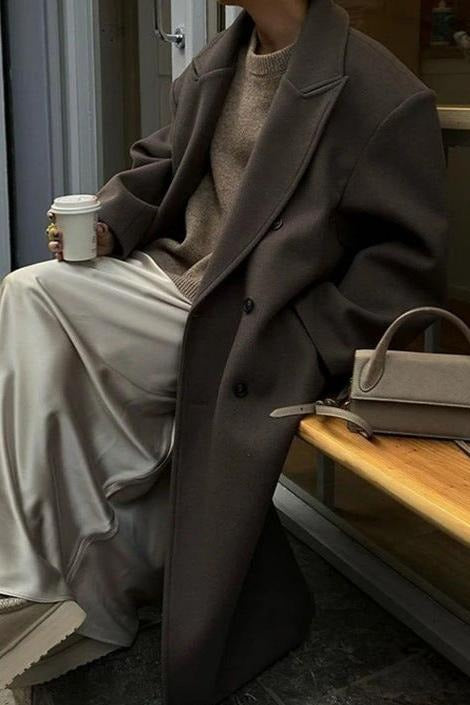 Women’s Winter Coat - Longline Double-Breasted Overcoat