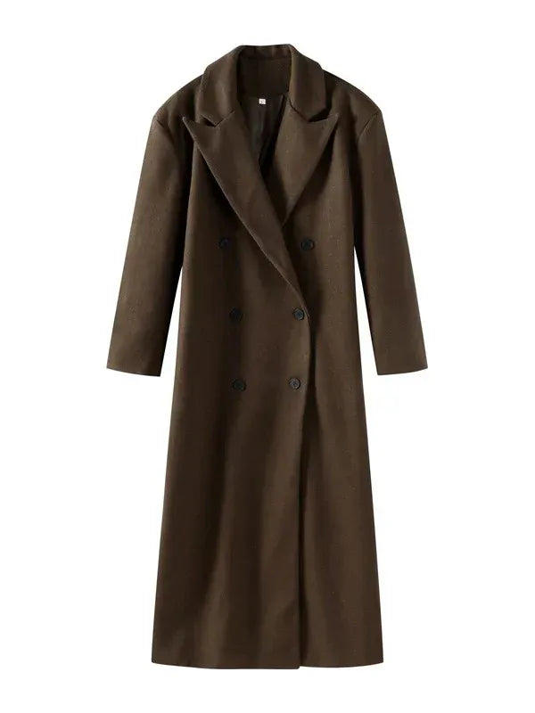 Women’s Winter Coat - Longline Double-Breasted Overcoat