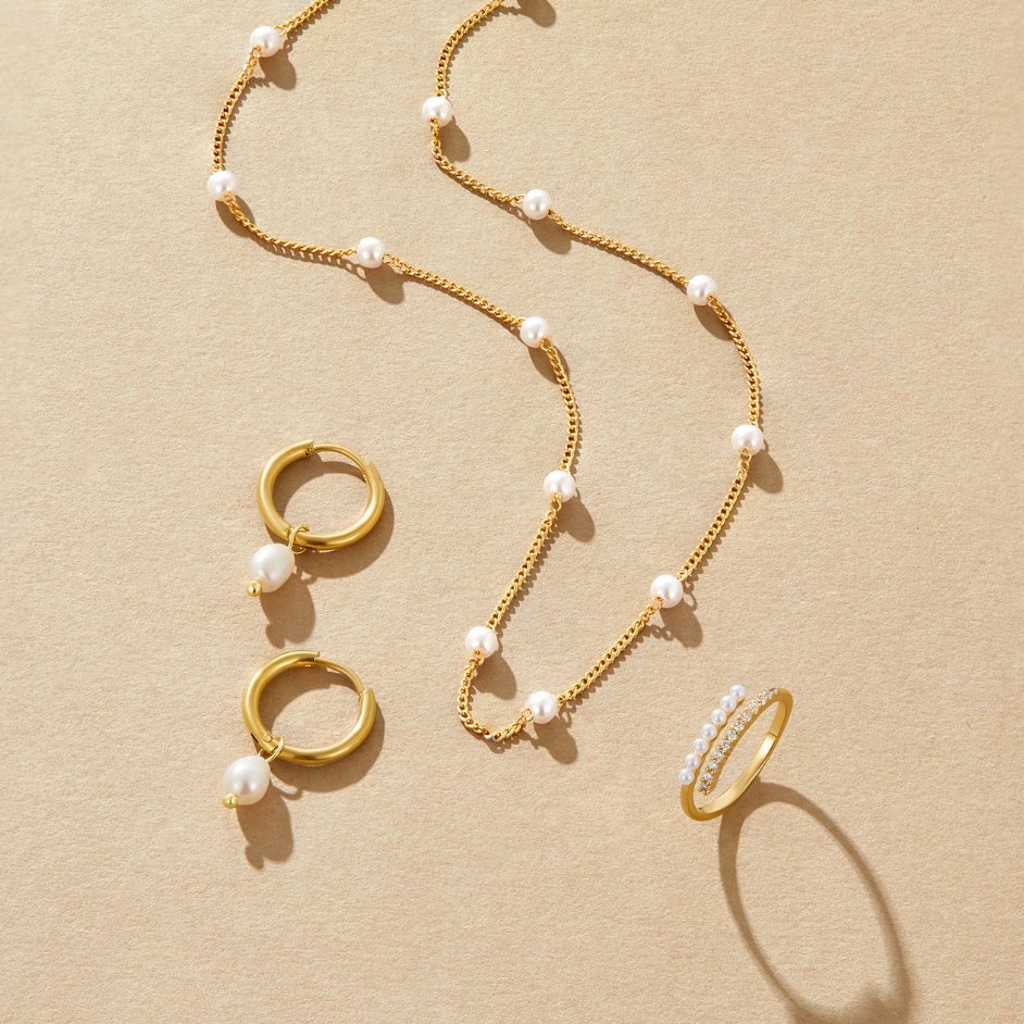 Clara - Freshwater Pearl Hoop Drop Earrings
