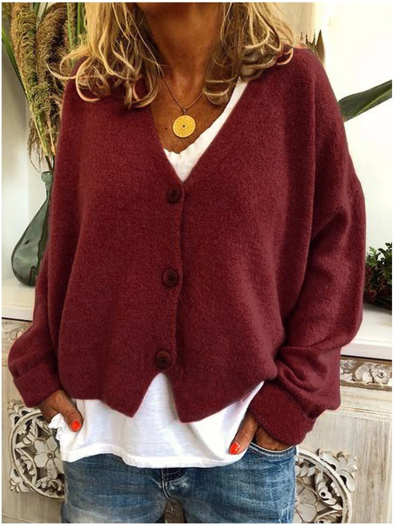 Relaxed Fit Button-Front Cardigan