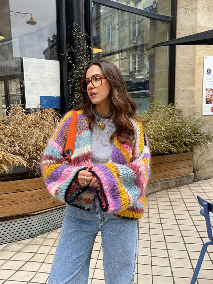 Mirabelle - Colorful Chunky Knit Cardigan