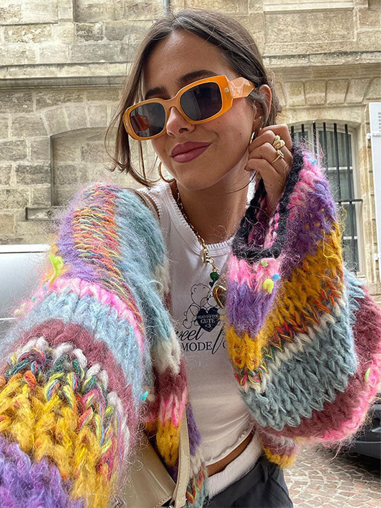 Mirabelle - Colorful Chunky Knit Cardigan