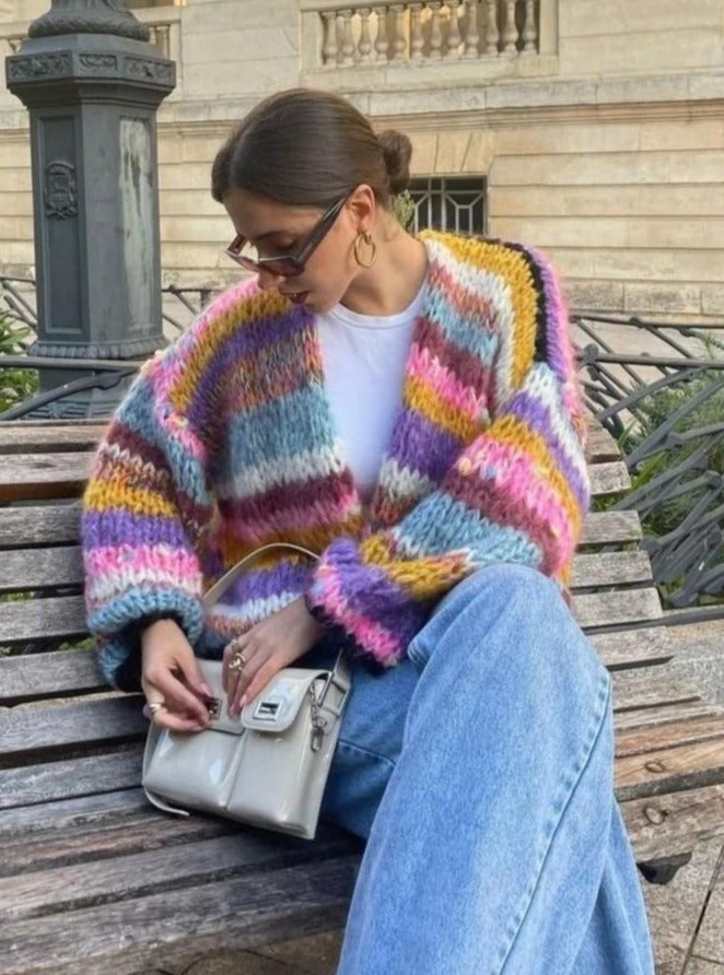 Mirabelle - Colorful Chunky Knit Cardigan