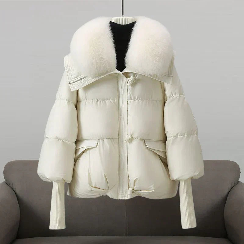 Women’s Puffer Jacket - Oversized Faux Fur Collar Winter Coat