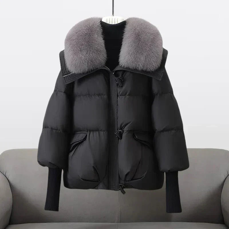 Women’s Puffer Jacket - Oversized Faux Fur Collar Winter Coat