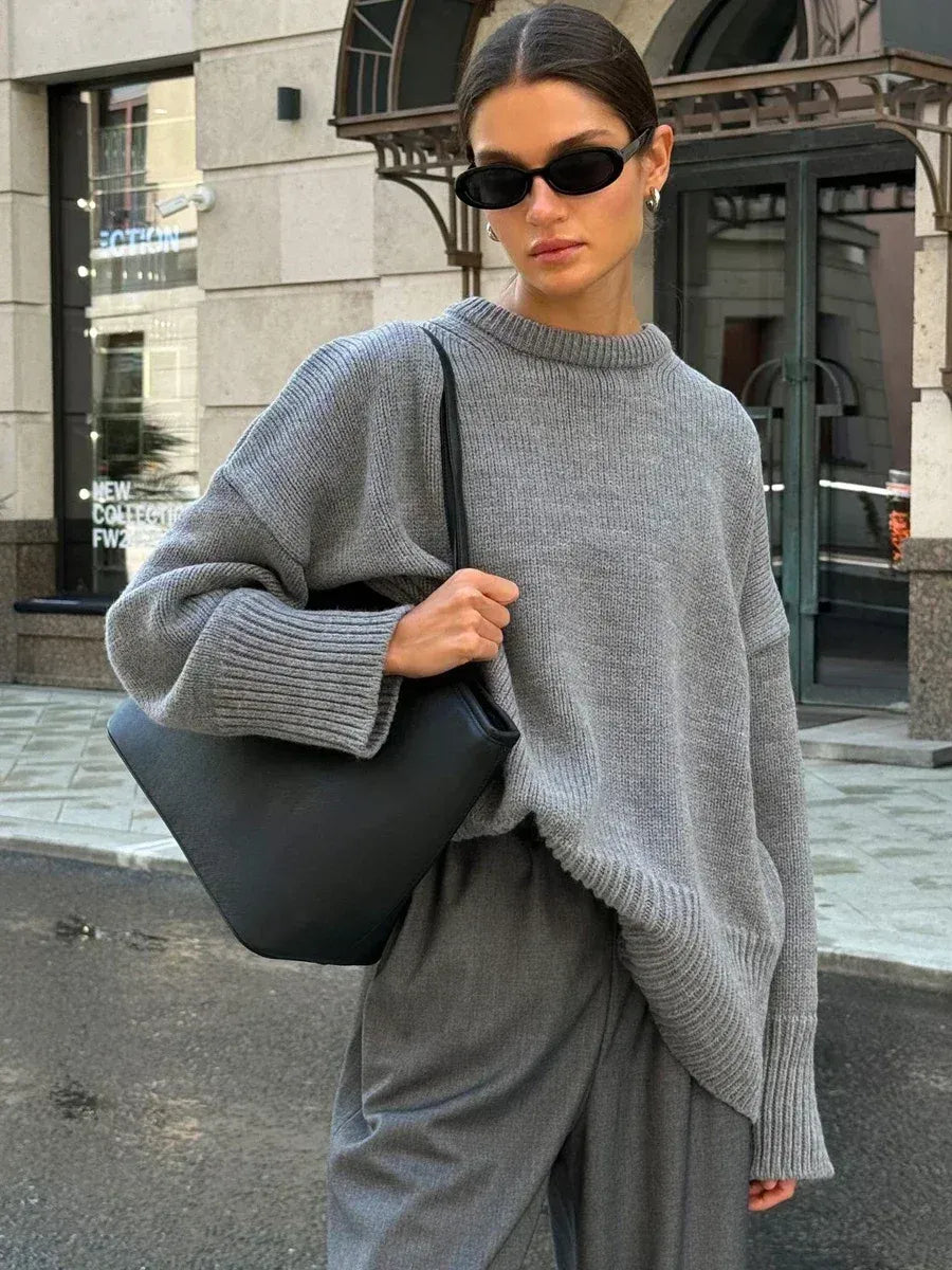 Women’s Oversized Knit Jumper – Crew Neck, Relaxed Fit