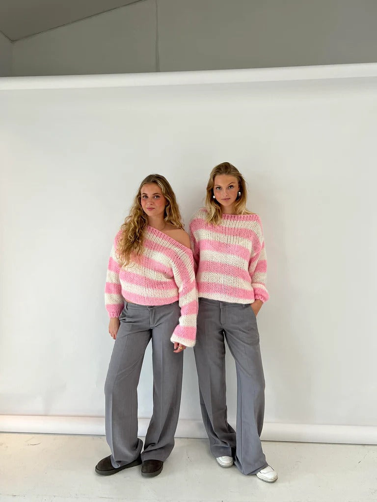 Women’s Striped Knit Sweater – Casual Pullover Stripes