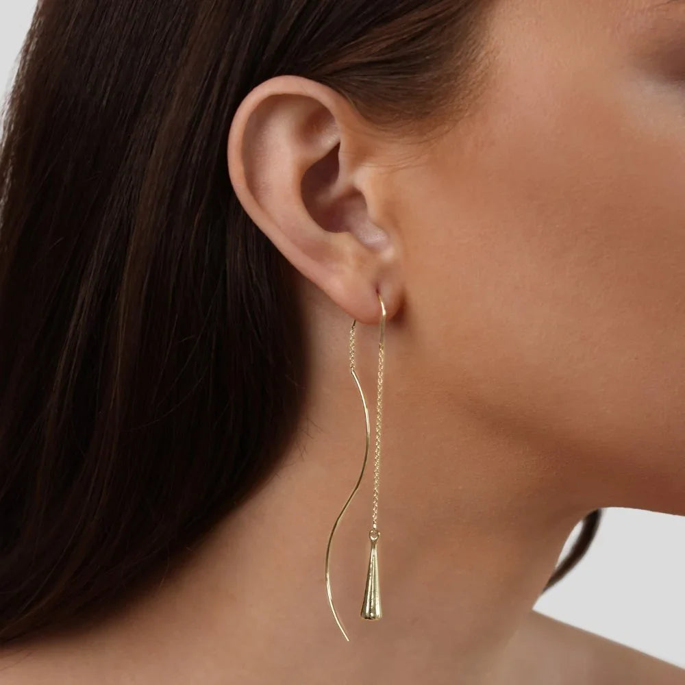 Nora - Gold Plated Teardrop Tassel Earrings